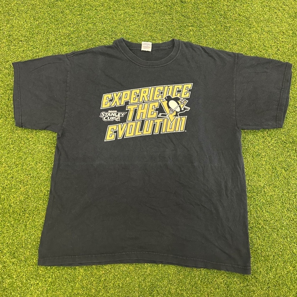 Vintage Pittsburgh Penguins 2008 Stanley Cup NHL T-Shirt Mens XL Black Hockey